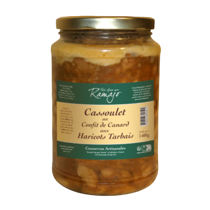 Cassoulet cu rata confiata si fasole din Tarbes, Ramajo, 1400g Cassoulet cu confit de rață și fasole Tarbais IGP Label Rouge, Ramajo, 1400 g