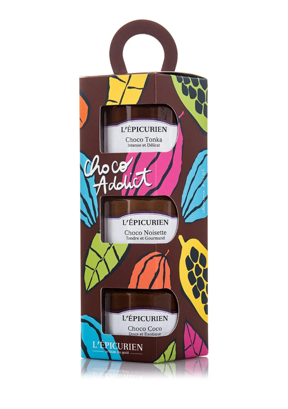 choco adict Set cadou Choco Addict cu trei creme tartinabile de ciocolată, L’Épicurien, 350 g