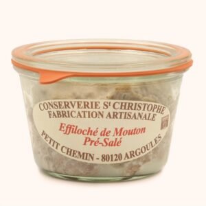 rillettes-de-mouton-pres-sale-250g Carne de oaie „pré-salé” desfăcută în fibre, Conserverie Saint Christophe, 250 g