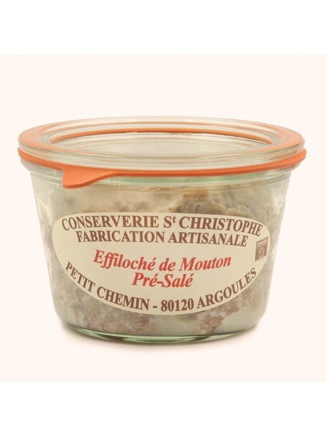 rillettes-de-mouton-pres-sale-250g Carne de oaie „pré-salé” desfăcută în fibre, Conserverie Saint Christophe, 250 g