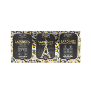 coffret-assortiment-3-boites-de-sardines-la-parisienne-ferrigno-2 Set de 3 conserve de sardine în ulei de măsline, Ferrigno, 3 × 115 g