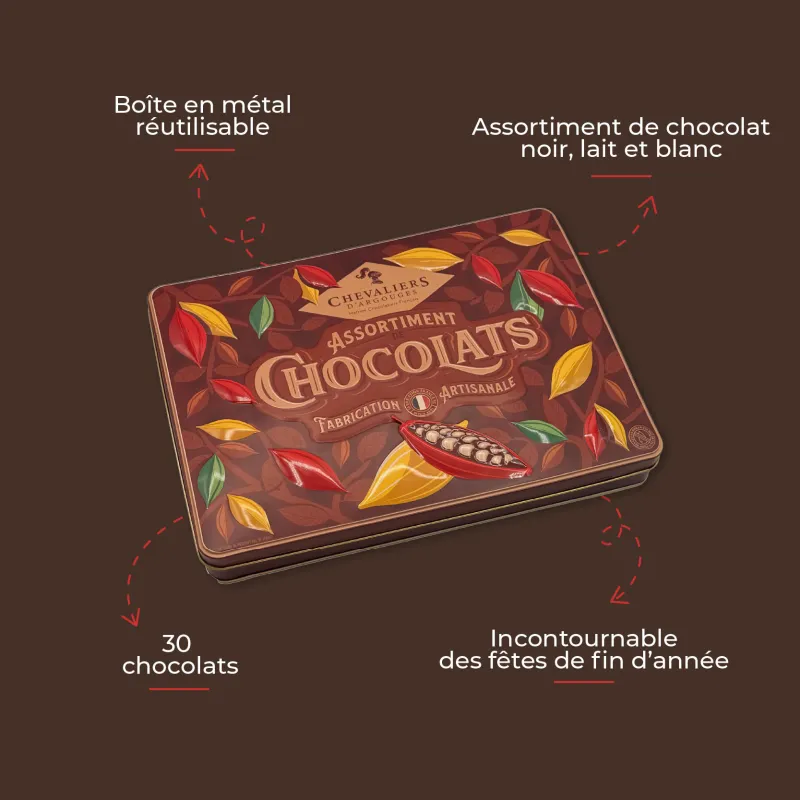coffret-collection-30-chocolats (3) Cutie cadou cu 30 de praline asortate, Chevaliers d’Argouges, 300 g