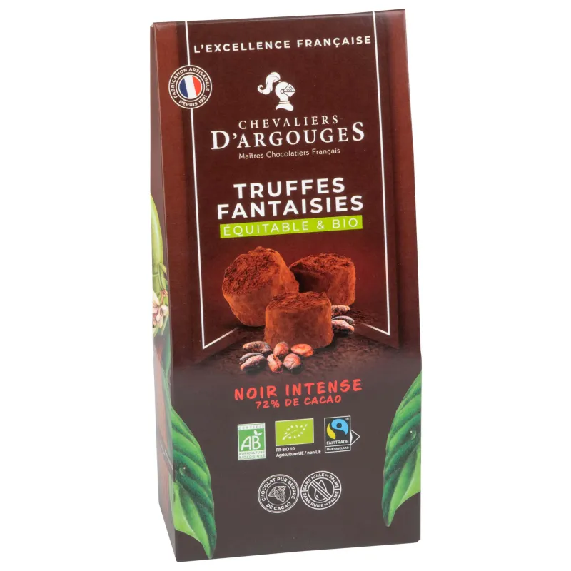 etui-truffes-fantaisies-bioequitable Trufe de ciocolată neagră 72% BIO și Fairtrade, Chevaliers d’Argouges, 160 g