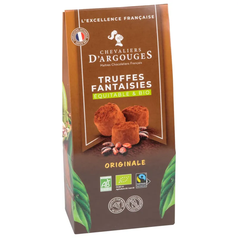 etui-truffes-fantaisies-original-bioequitable Trufe de ciocolată neagră BIO și Fairtrade, Chevaliers d’Argouges, 160 g