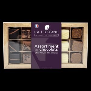lalicorne_assortiments Praline asortate din ciocolată neagră, cu lapte și albă, La Licorne, 180 g