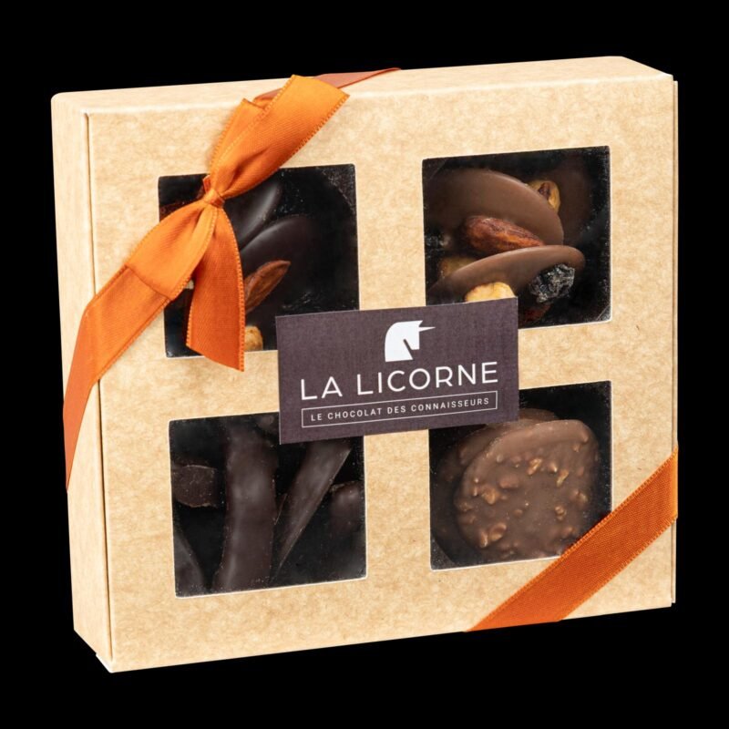 Asortiment de ciocolată cu fructe confiate și fructe uscate, La Licorne, 150 g